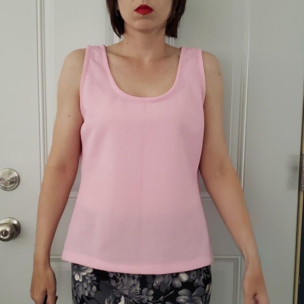 60s/70s Pink Polyester Ribbed Tank Top